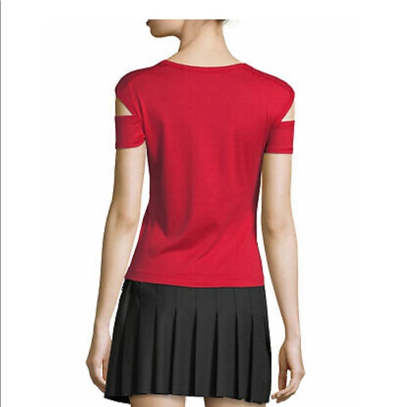 Helmut Lang | Women's Scoop Neck Cutout T-Shirt | Red | Small | NWT - Picture 2 of 4